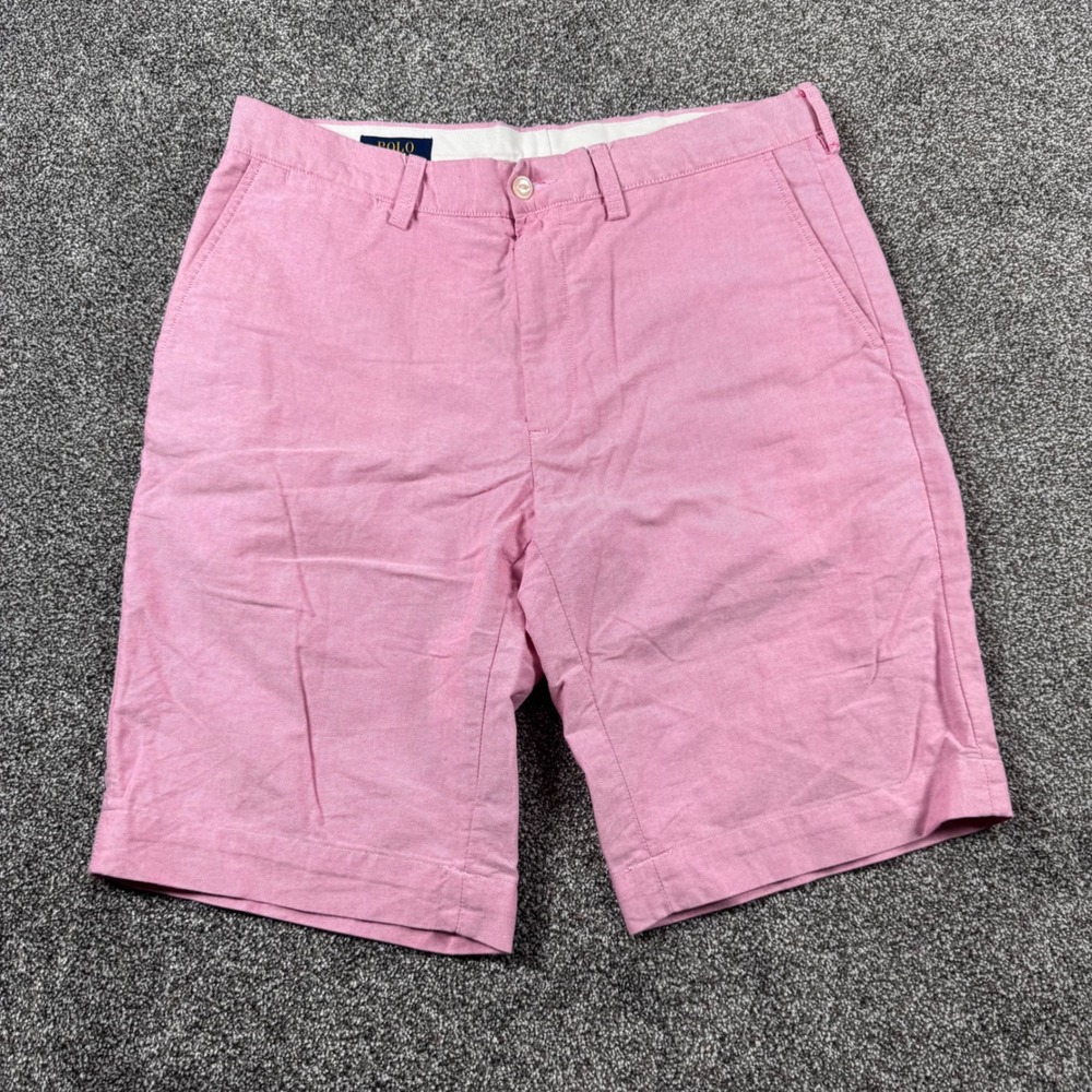 Polo Ralph Lauren Oxford Shorts Men's 34 Pink Cotton Classic Preppy Chino‎